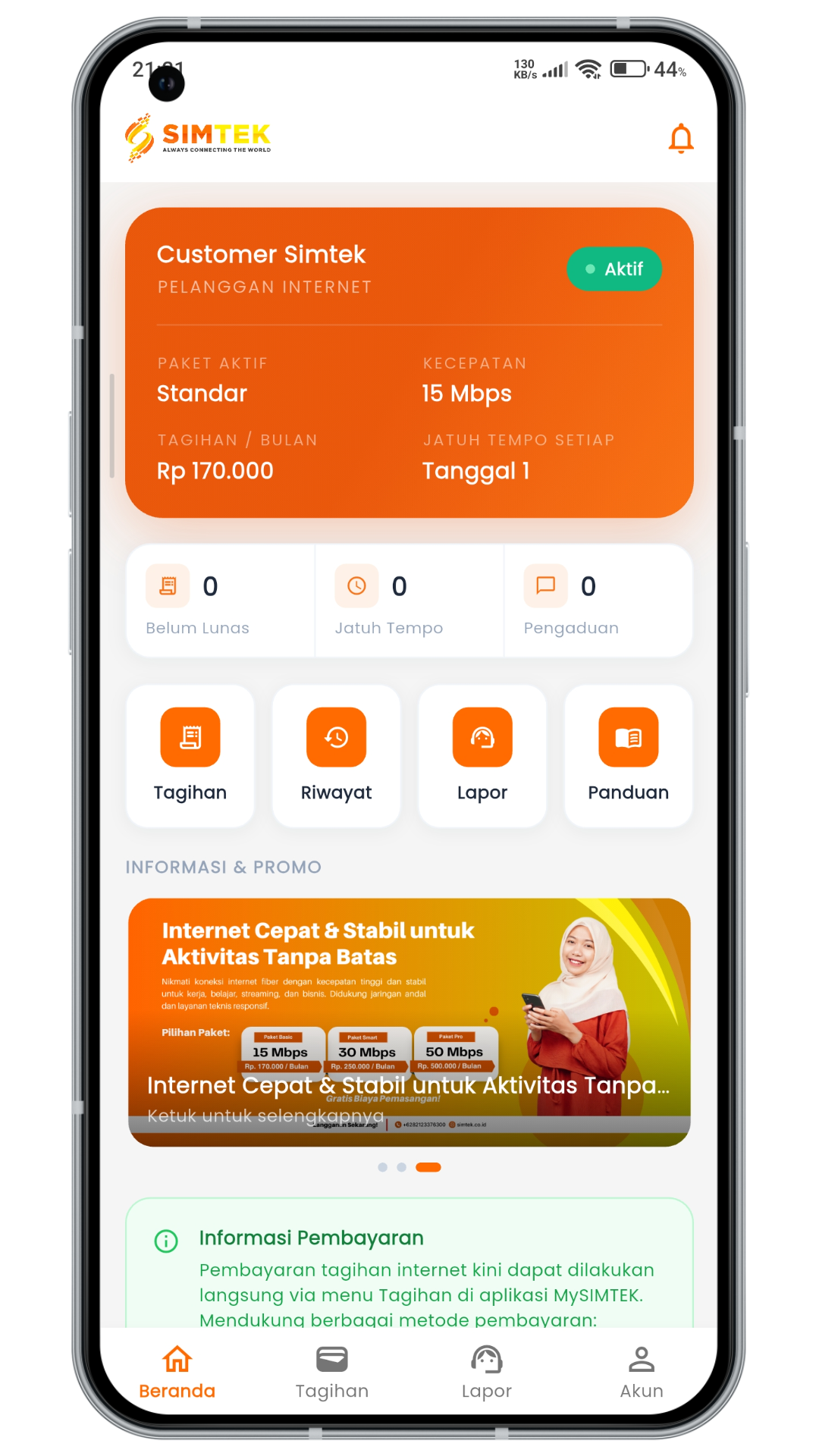 Aplikasi My SIMTEK di smartphone